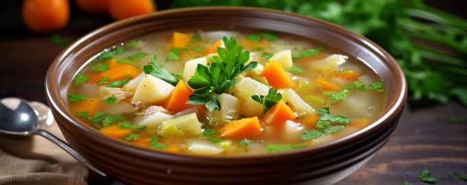 Легкий овощной суп на курином бульоне 1
